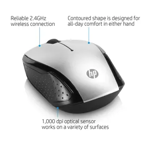 HP belaidė pelė 200, dvipusė, optinė, RF belaidė, 1000 DPI, juoda