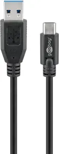 "Goobay Sync & Charge Super Speed" 73141 3 m, juoda, USB 3.0 A tipo (vyriškas), USB -C
