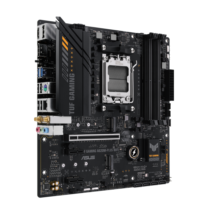 ASUS TUF GAMING A620M-PLUS WIFI, AMD, "Socket AM5", "AMD Ryzen 5 7th Gen", "AMD Ryzen 7 7th Gen", "AMD Ryzen 9 7th Gen", DDR5-SDRAM, 128 GB, dviejų kanalų