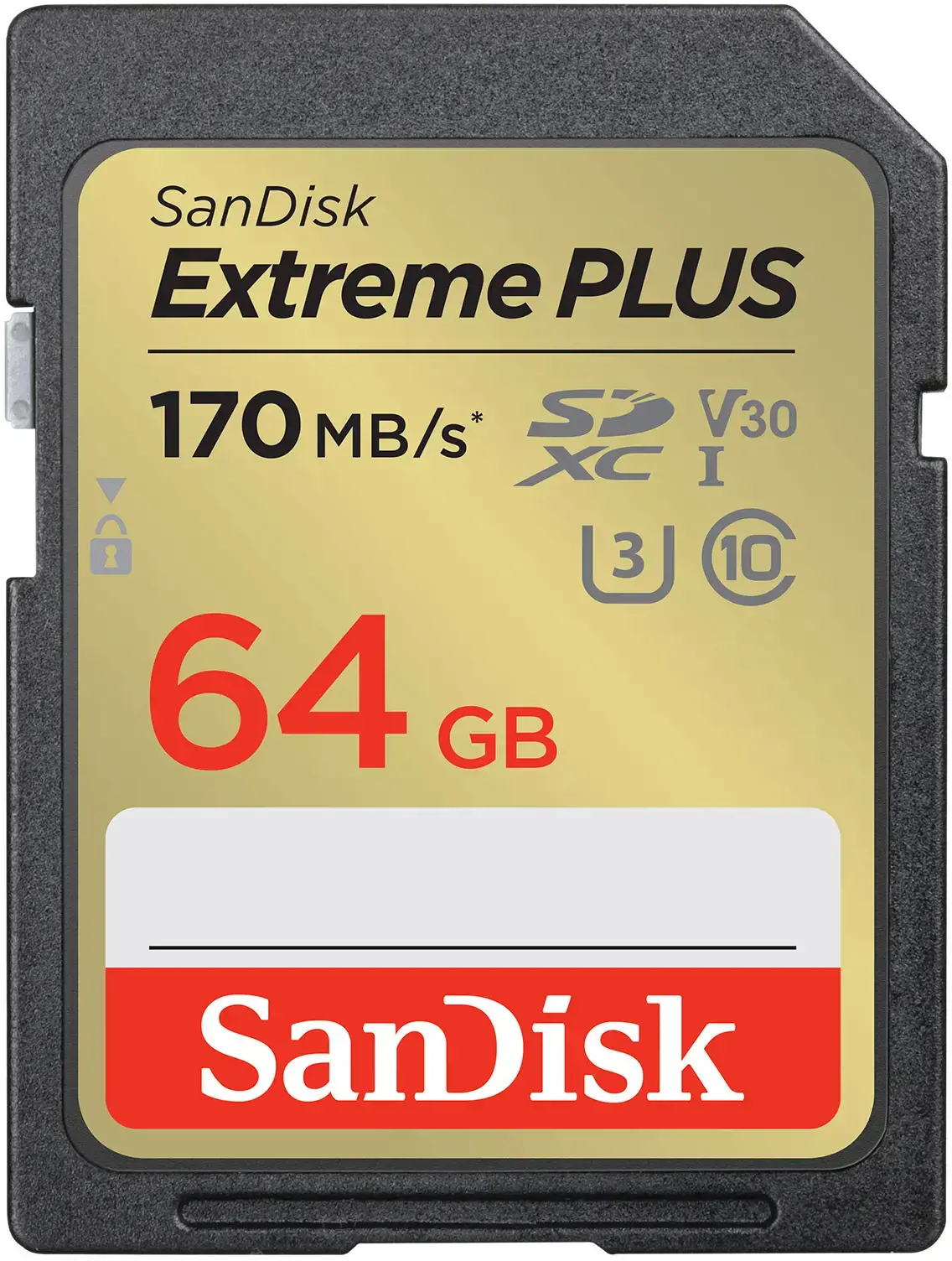 "SanDisk Extreme PLUS" 64GB SDXC atminties kortelė + 2 metų "RescuePRO Deluxe" iki 170MB/s ir 80MB/s skaitymo/rašymo greitis, UHS-I, 10 klasė, U3, V30; EAN:619659189341