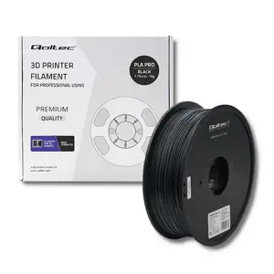 QOLTEC Professional 3D spausdinimo gija PLA PRO 1,75 mm 1 kg juoda