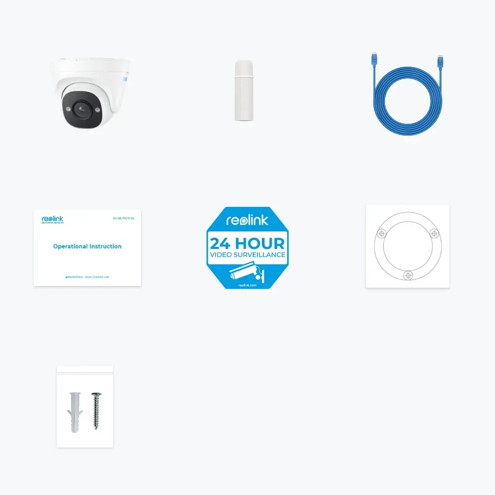 Reolink P324 - Advanced 5MP PoE IP Security Camera with Person/Vehicle Detection, 100ft night vision & Audio Recording, IP security camera, Indoor & outdoor, Wired, Google Assistant, Ceiling, White