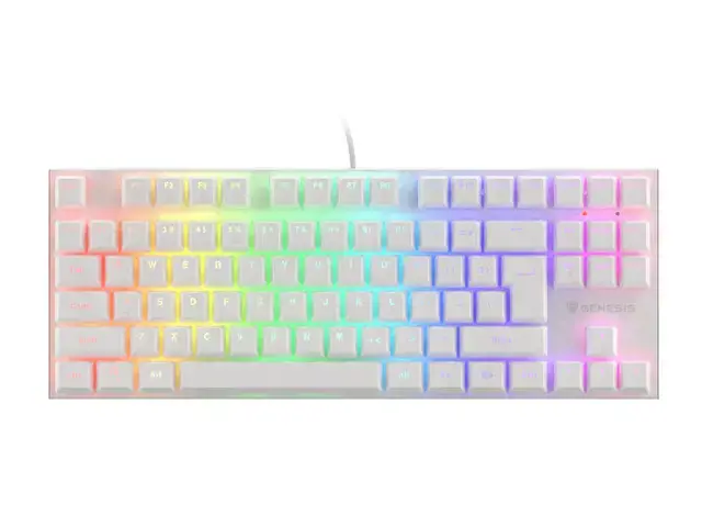 "Genesis THOR 303 TKL" žaidimų klaviatūra, RGB LED apšvietimas, JAV, balta, laidinė, rudas jungiklis