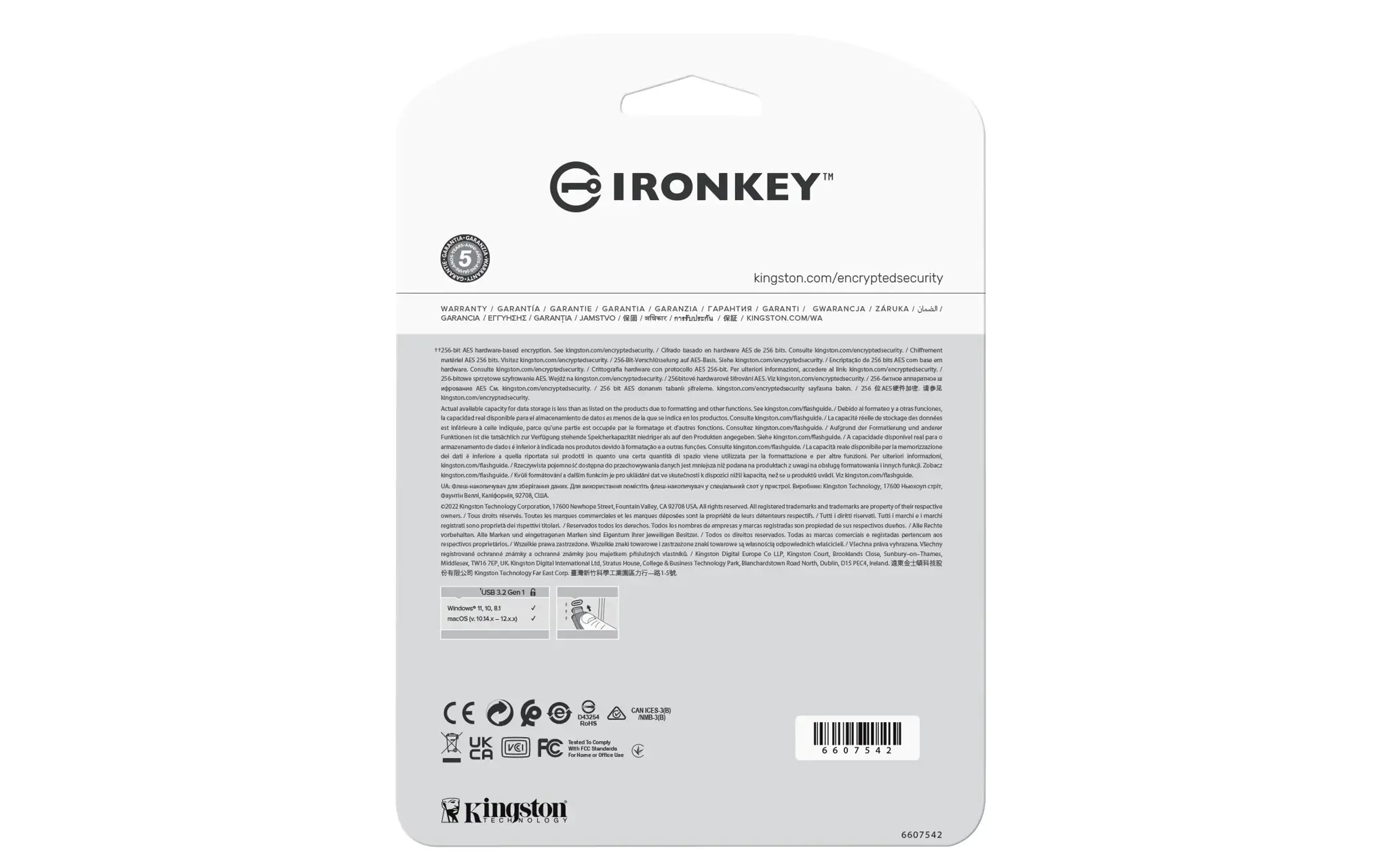 KINGSTON 32GB USB-C IronKey Vault Privacy 50C AES-256 Encrypted FIPS 197