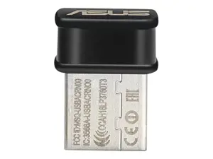ASUS USB-AC53 Nano, belaidis, USB, WLAN, "Wi-Fi 5" (802.11ac), 867 Mbps, juodas, nerūdijantis plienas