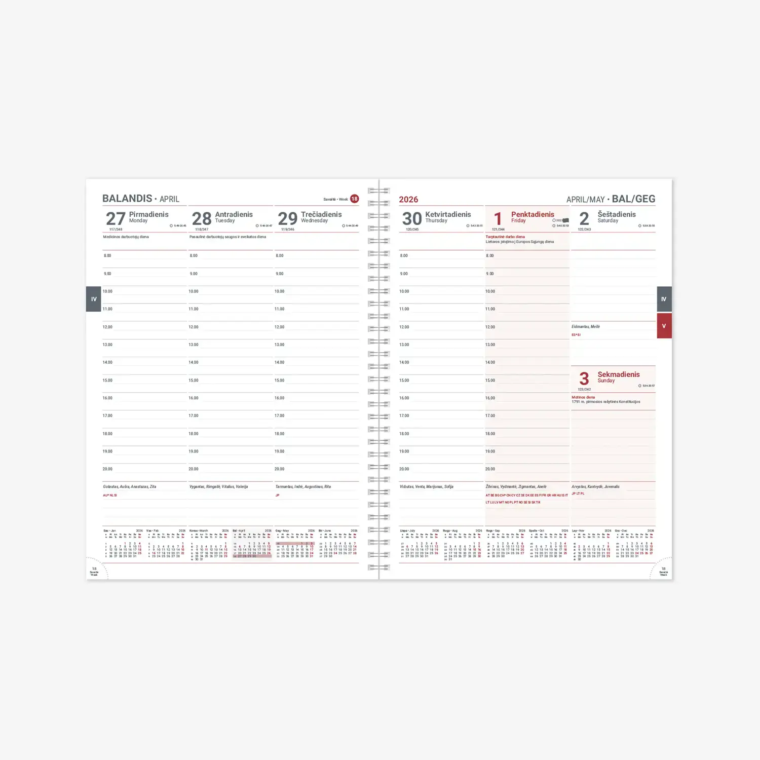 Kalendorius FUTURA Spirex 2026, A4, PU, bronzinė