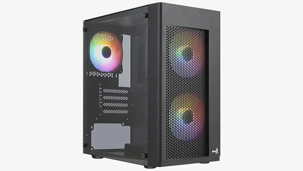 "Aerocool HEXFORMBKV2" Micro ATX kompiuterio korpusas 3 ventiliatoriai FRGB Juoda, Mini Tower, Kompiuteris, Juoda, micro ATX, Mini-ITX, ABS, SPCC, Galinis, Priekinis