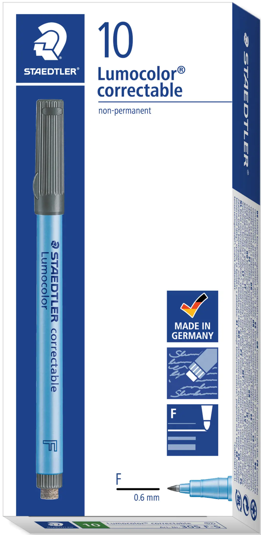 Sauso valymo koreguojamasis žymeklis STAEDTLER Lumocolor F, 0,6 mm brėžis, žalia sp.