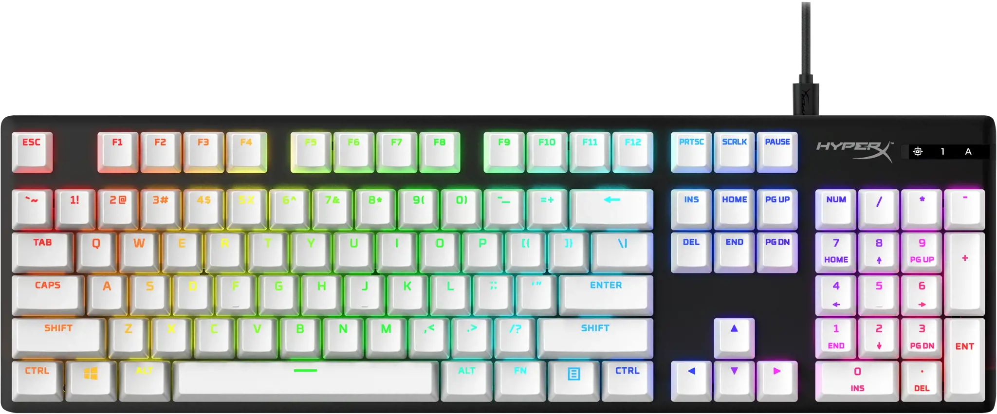 "HyperX" pilnas klavišų rinkinys, klaviatūros dangtelis, baltas