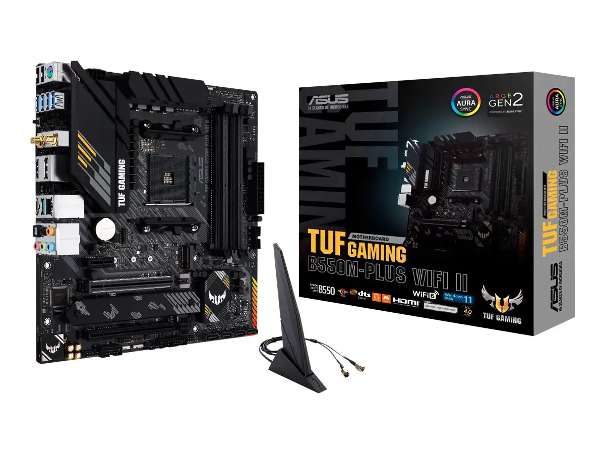ASUS TUF GAMING B550M-PLUS WIFI II, AMD, "Socket AM4", "AMD Ryzen™ 3", "AMD Ryzen™ 5", "AMD Ryzen™ 7", 3 kartos "AMD Ryzen™ 9", 5 kartos "AMD Ryzen 9", "Socket AM4", DDR4-SDRAM, 128 GB