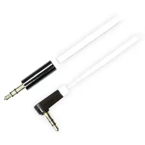 Mob. telefono kabelis DELTACO garso, 3.5mm-3.5mm kampinis, 1.0m, baltas lankstus / AUD-123