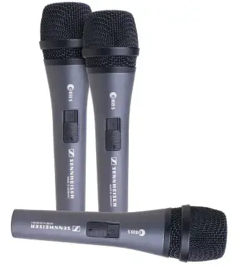 SENNHEISER 3-PACK E835-S, MIKROFONŲ RINKINYS SU 3X E 835 S, VOKALINIS MIKROFONAS, DINAMINIS, KARDIOIDINIS, I/O JUNGIKLIS, ĮSKAITANT MIKROFONO LAIKIKLĮ IR DĖKLUS