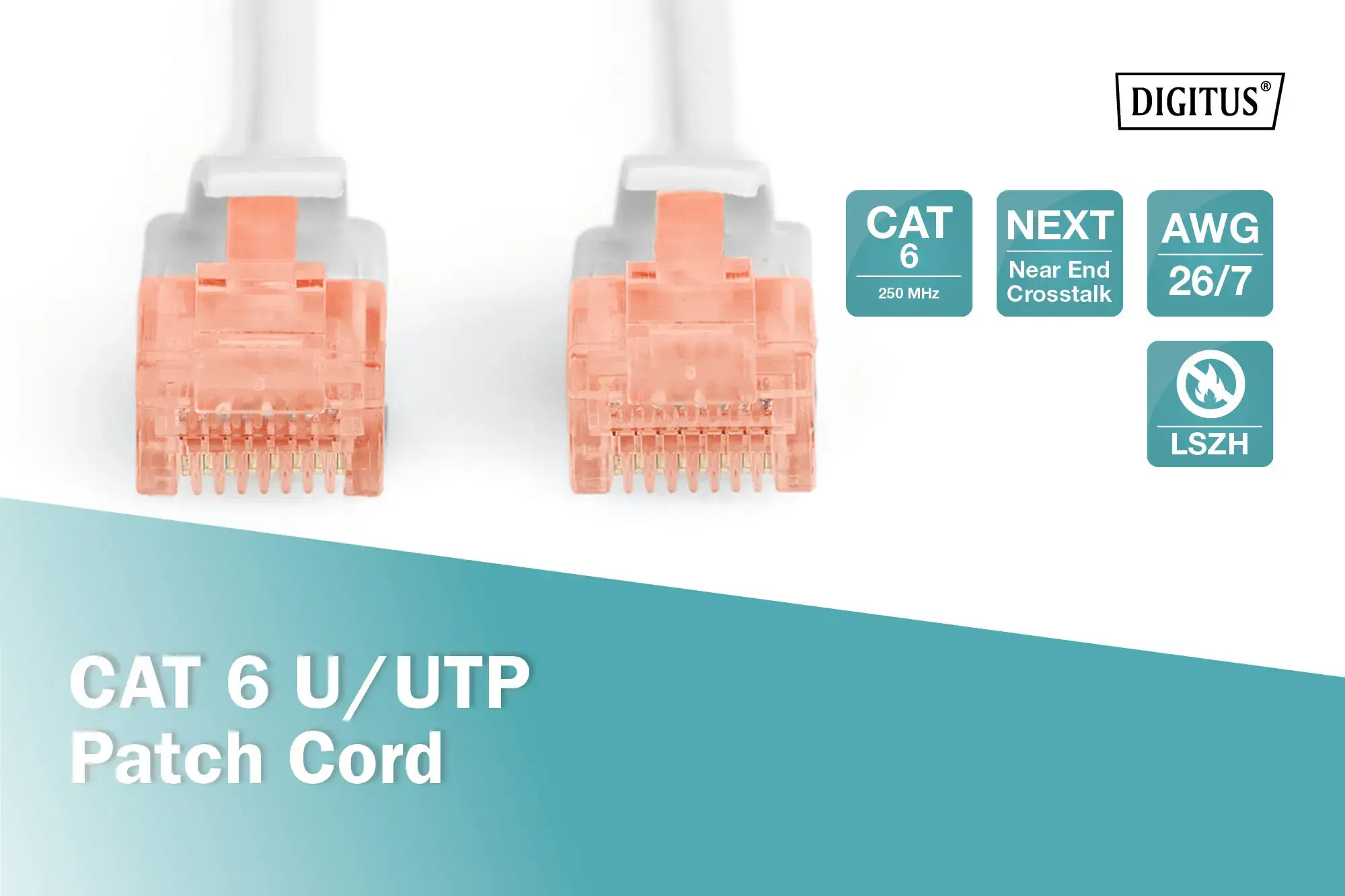 DIGITUS CAT 6 U-UTP sujungimo kabelis Cu LSZH AWG 26/7 ilgis 3 m, pilka spalva