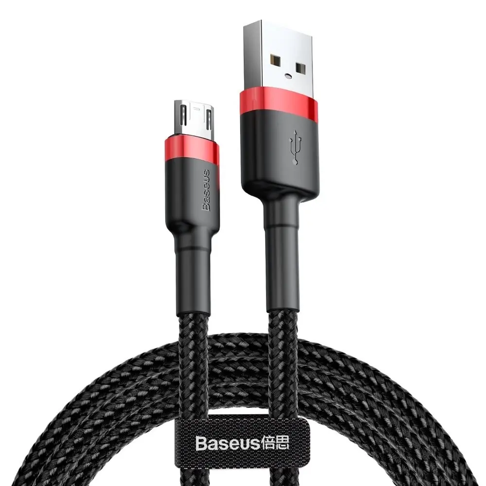 Baseus Cafule Cable Durable Nylon Braided Wire USB | micro USB 2A 3M black-red (CAMKLF-H91)