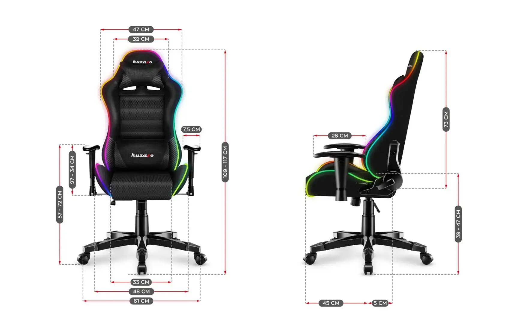 ŽAIDIMŲ KĖDĖ VAIKUI HUZARO RANGER 6.0 RGB TINKLELIS