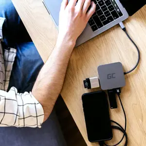 Dokavimo stotelė HUB USB-C Green Cell 6in1 (USB 3.0 HDMI Ethernet USB-C), skirta "Apple MacBook", "Dell XPS", "Asus ZenBook" ir kt.