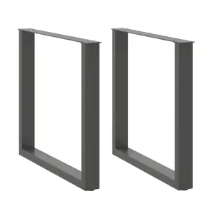 Valgomojo stalo kojos, U formos, 2 vnt., antracito spalvos, 90x(72-73) cm, plienas