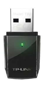 TP-LINK AC600 dviejų dažnių belaidis USB adapteris MTK 1T1R 433Mb/s esant 5Ghz + 150Mb/s esant 2,4Ghz 802.11ac/a/b/b/g/n USB 2.0