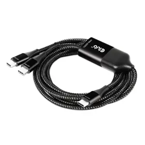 CLUB3D USB Type-C, Y charging cable to 2x USB Type-C max. 100W, 1.83m/6ft M/M, 1.83 m, USB C, USB C, Black
