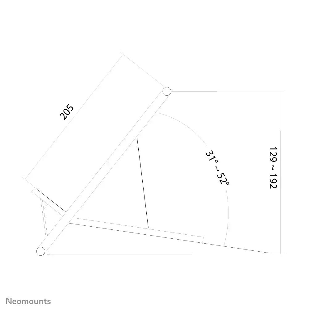 "Neomounts by Newstar" sulankstomas nešiojamojo kompiuterio stovas, nešiojamojo kompiuterio laikiklis, sidabrinis, 25,4 cm (10"), 55,9 cm (22"), 5 kg, 180 - 270 mm