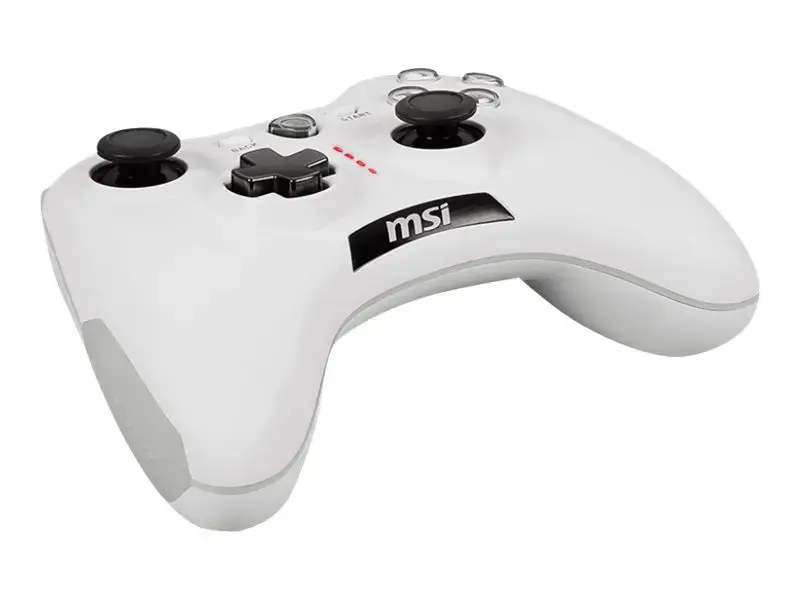 MSI FORCE GC20 V2 WHITE žaidimų valdiklis "Paruoštas kompiuteriui ir "Android", laidinis, reguliuojamas D-pad dangtelis, dvigubi vibraciniai varikliukai, ergonomiškas dizainas, nuimami kabeliai", žaidimų pultas, "Android", kompiuteris, galinis mygtukas, D-pad, makro mygtukas, maitinimo mygtukas, pradžios mygtukas, turbo mygtukas, analoginis / skaitmeninis, laidinis, USB 2.0