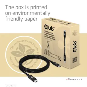 CLUB3D USB4 Gen2x2 Type-C Bi-Directional Cable 4K60Hz, Data 20Gbps, PD 240W(48V/5A) EPR M/M 2m, 2 m, USB C, USB C, USB4 Gen 2x2, 20000 Mbit/s, Black