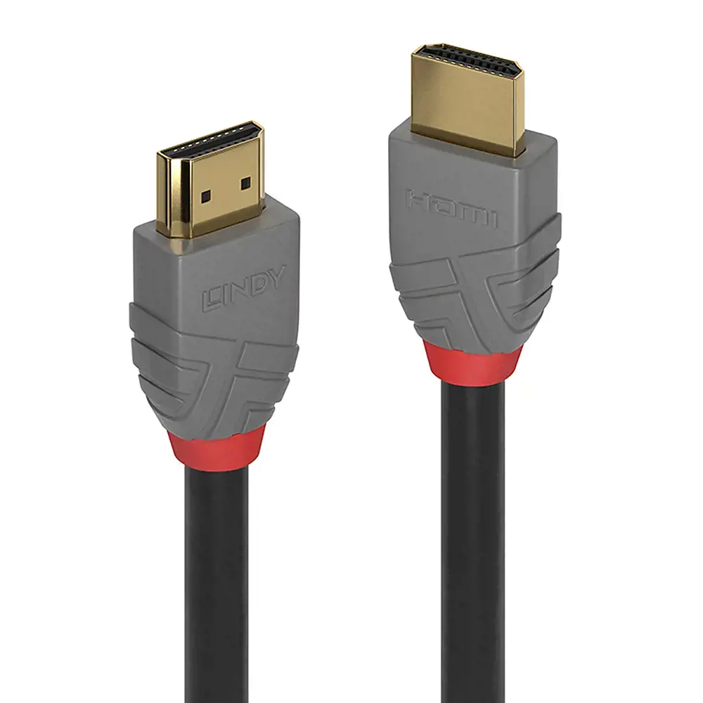 "Lindy" 5 m didelės spartos HDMI kabelis, "Anthra Line", 5 m, A tipo HDMI (standartinis), A tipo HDMI (standartinis), 18 Gb/s, juodas, pilkas