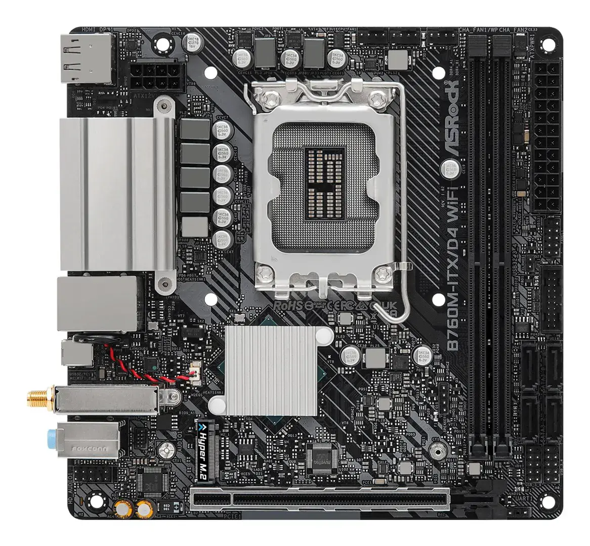 ASROCK B760M-ITX/D4 WIFI ITX 2xDDR4 1xPCIe 4.0 x16 LAN 1Gb/s Wi-Fi 6e+BT
