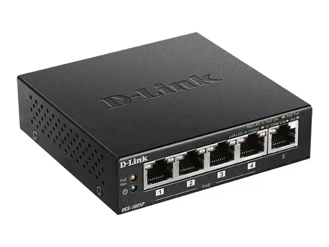 D-LINK 5 Gigabit prievadai, įskaitant 4 PoE prievadus - Biudžetinis PoE 60W