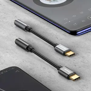 "Baseus L54" ausinių adapteris iš USB-C į 3,5 mm garso lizdą DAC 24 bitų 48 KHz, juodas (CATL54-01) (Juodas)