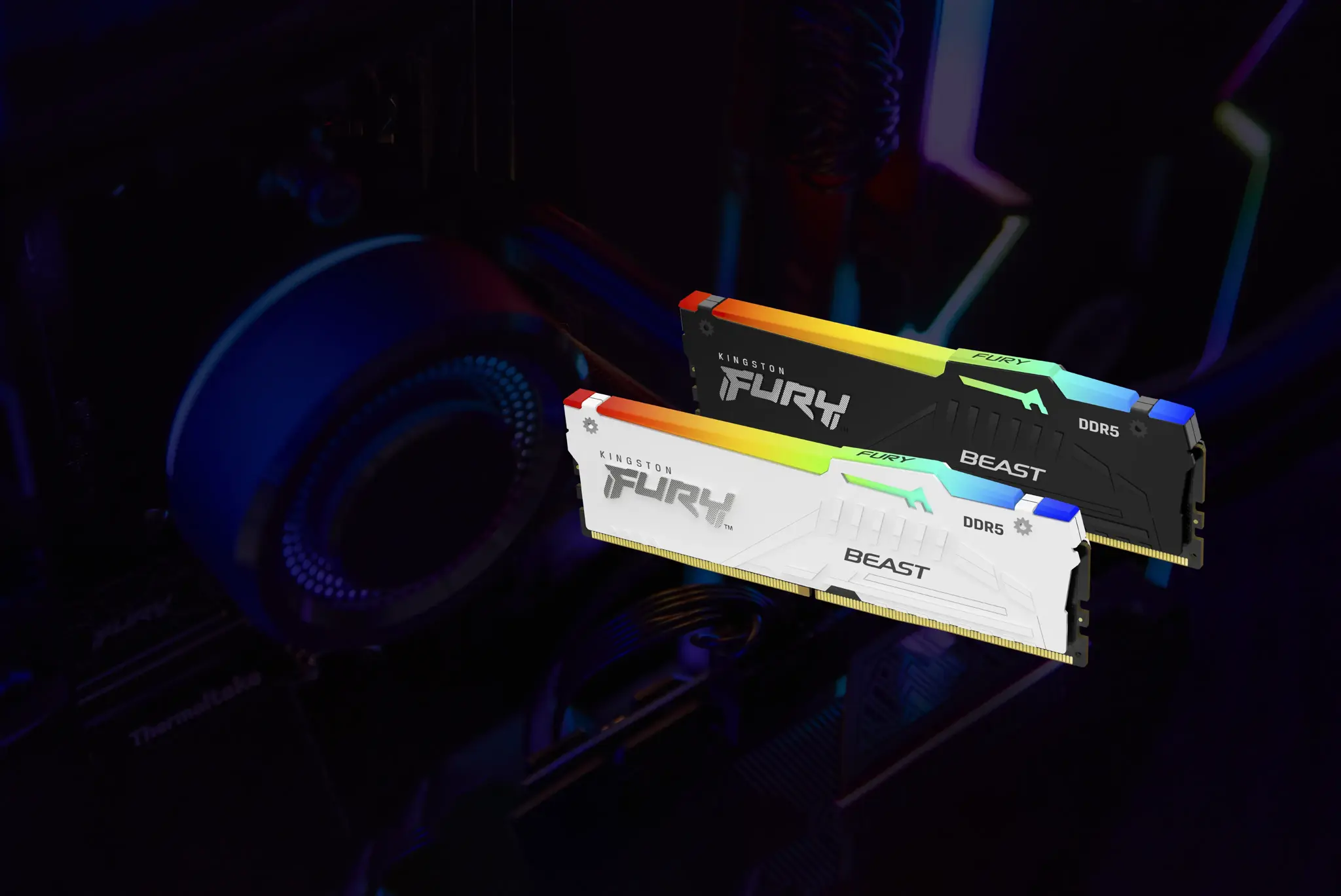 Kingston Technology FURY Beast 16GB 6000MT/s DDR5 CL30 DIMM White RGB EXPO, 16 GB, 1 x 16 GB, DDR5, 288-pin DIMM, White
