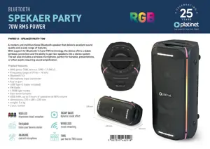 Platinet wireless speaker Boombox Party 70W (46251)