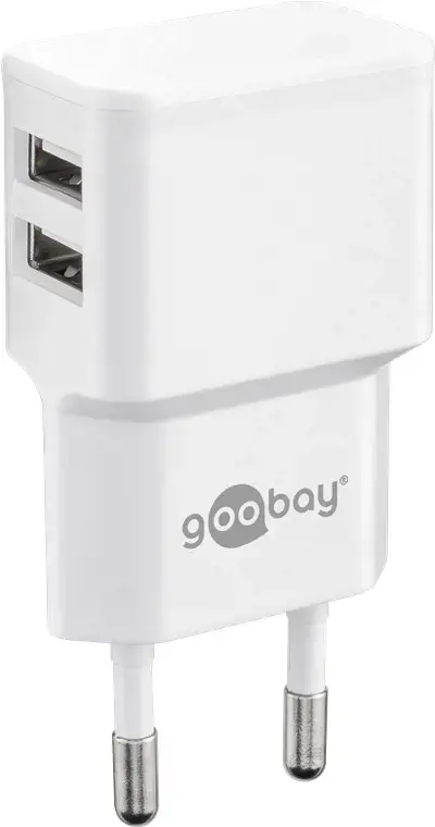 "Goobay" dvigubas USB įkroviklis 44952 2,4 A, 2 USB 2.0 moterys (A tipo), baltas, 12 W