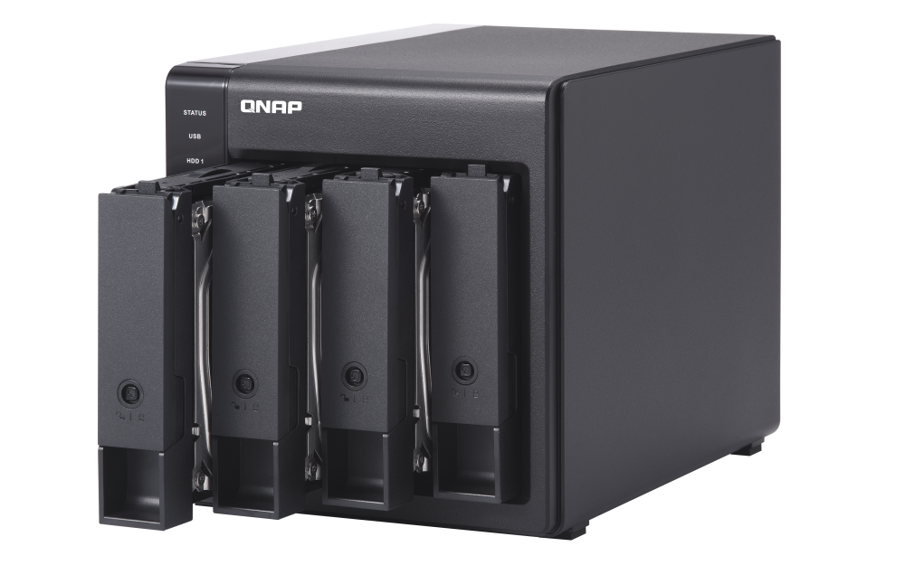 QNAP TR-004, HDD/SSD korpusas, 2,5/3,5", "Serial ATA II", 3 Gb/s, karšto keitimo, juodas