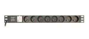 GEMBIRD PDU 8x prancūziškas lizdas 1U 10A 3m C14 kištukas