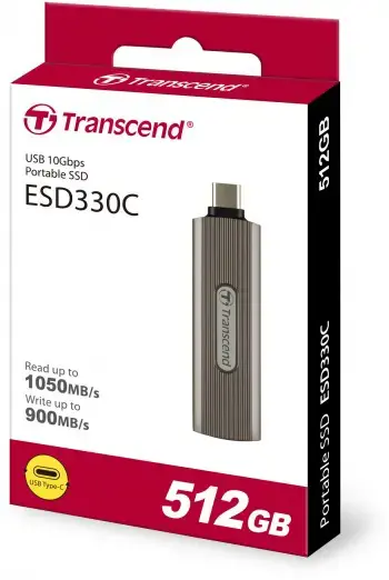 Išorinis SSD diskas TRANSCEND ESD330C 512 GB USB-C 3D NAND Įrašymo greitis 950 MBajtų/sek Skaitymo greitis 1050 MBajtų/sek TS512GESD330C