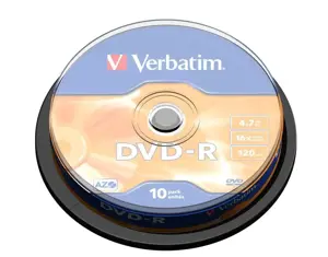 VERBATIM DVD-R 120 min. / 4,7 GB 16x 10 vnt. pakuočių "DataLife Plus", įbrėžimams atsparus paviršius