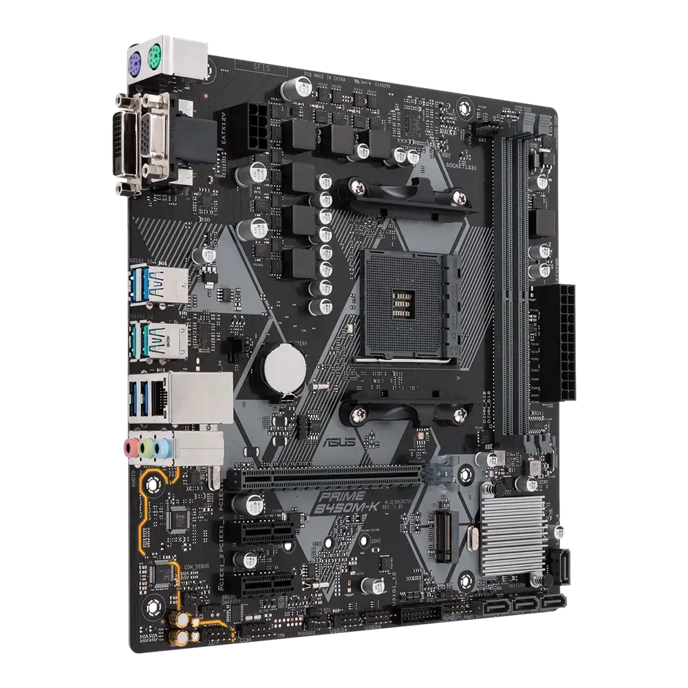 ASUS Prime B450M-K II, AMD, Socket AM4, AMD Ryzen™ 3, 2-osios kartos AMD Ryzen™ 3, AMD Ryzen™ 5, 2-osios kartos AMD Ryzen™ 5, AMD..., DDR4-SDRAM, 64 GB, DIMM