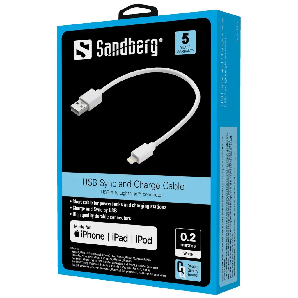 SANDBERG USB>Lightning MFI 0,2 m