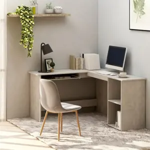 Kampinis stalas, betono, 120x140x75cm, mediena, L formos