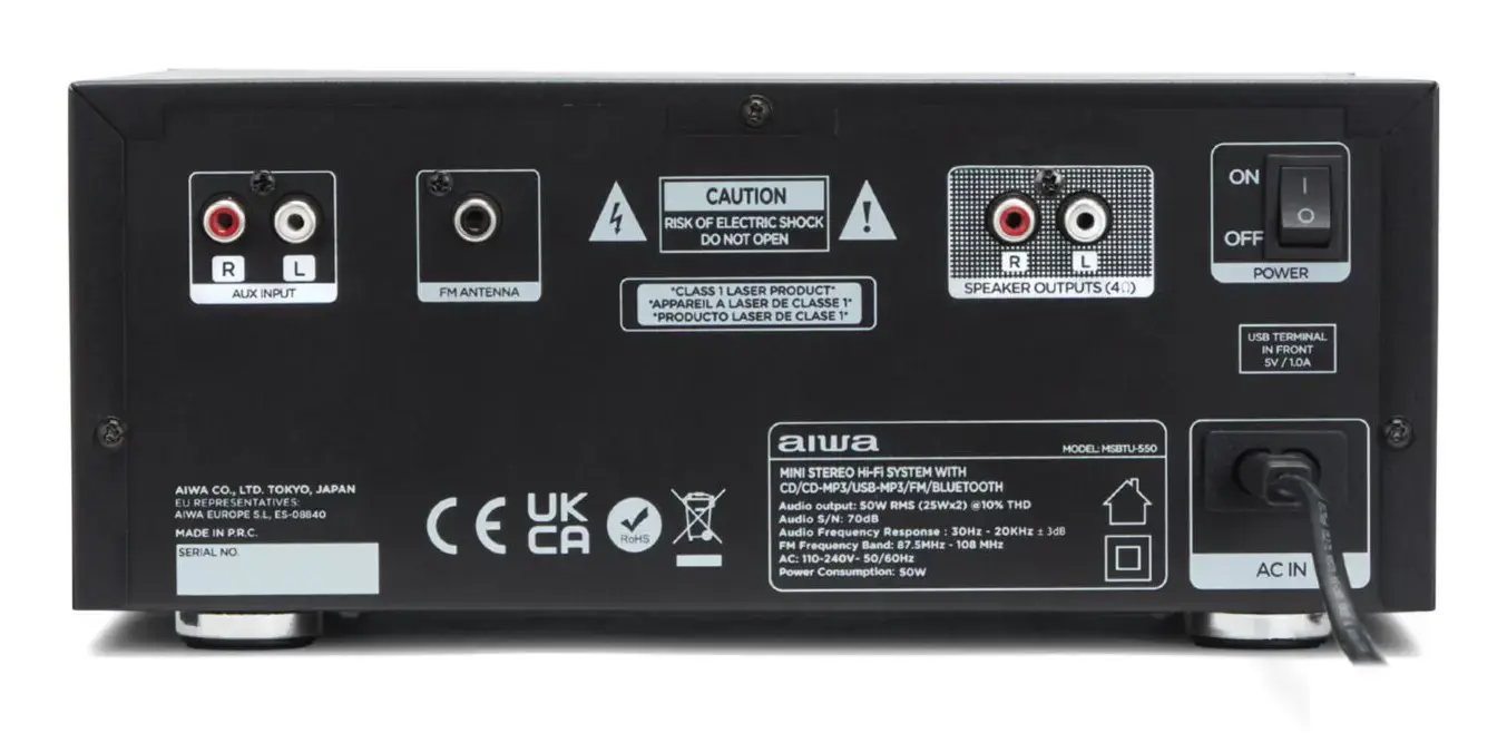 Aiwa MSBTU-550 home audio system Home audio micro system 50 W Black