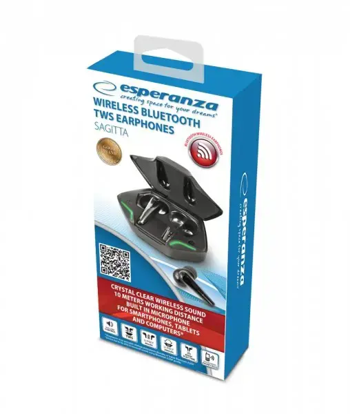 "Esperanza EH231K" "Bluetooth" ausinės į ausis TWS Black