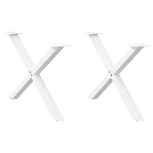 Kavos staliuko kojelės, 2 vnt., baltos, 70x(42-43) cm, plienas, X formos