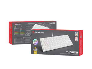 "Genesis" mechaninė žaidimų klaviatūra THOR 404 TKL RGB mechaninė žaidimų klaviatūra Laidinė JAV Gateron Yellow Pro USB Type-A 1005 g
