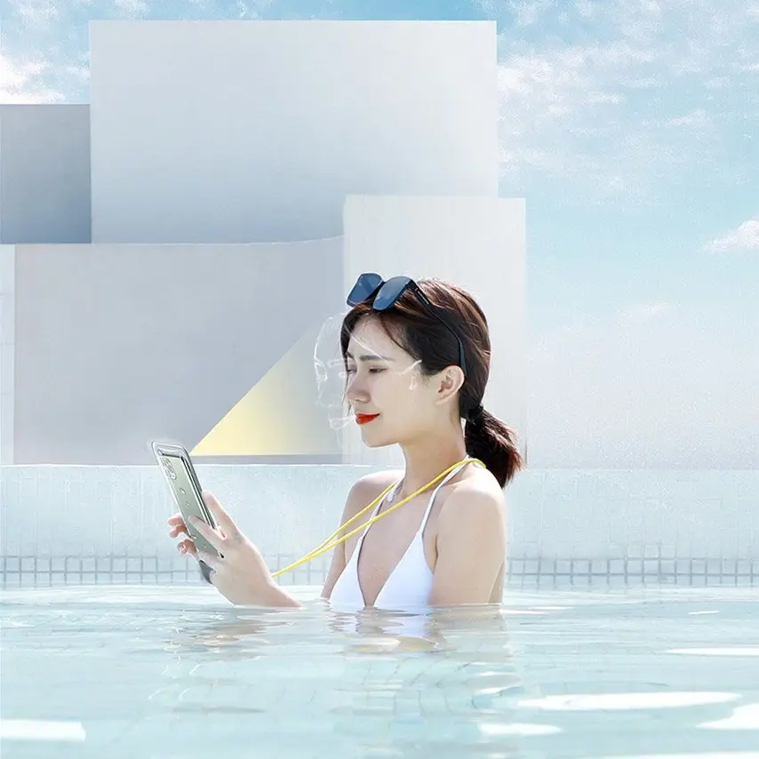 "Baseus" IPX8 7,2'' vandeniui atsparus telefono dėklas, baltas (baltas)