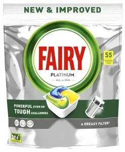 Automatinių indaplovių kapsulės FAIRY Platinum  LEMON, 55 vnt.