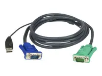 ATEN USB KVM kabelis 5 m, 5 m, VGA, juodas, HDB-15 + USB A, SPHD-15, vyriškas