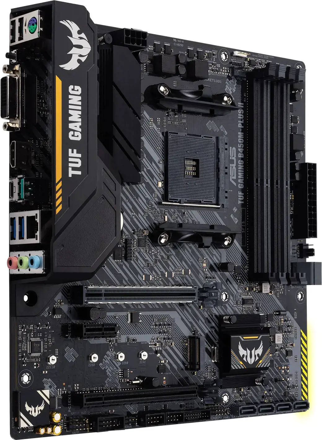 ASUS TUF Gaming B450M-Plus II, AMD, Socket AM4, AMD Ryzen™ 3, 2 kartos AMD Ryzen™ 3, 3 kartos AMD Ryzen™ 3, 3 kartos AMD Ryzen™ 3, AMD Ryzen™ 5, 2..., DDR4-SDRAM, 128 GB, DIMM
