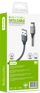 "D-Fruit" kabelis USB-A - USB-C 1 m, pilkos spalvos (DF441C)