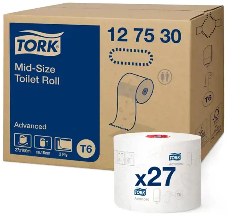 Tualetinis popierius TORK ADVANCED COMPACT T6,127530, 2 sl., 9.9 cm x 100 m, balta sp.
